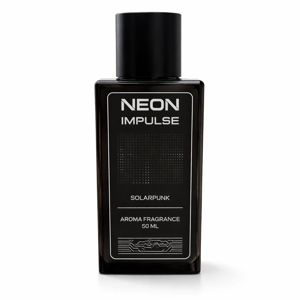 Solarpunk Clean Powder Aura Soft Minimal Duftspray Flakon – Frischer futuristischer Duft von Neon Impulse Berlin